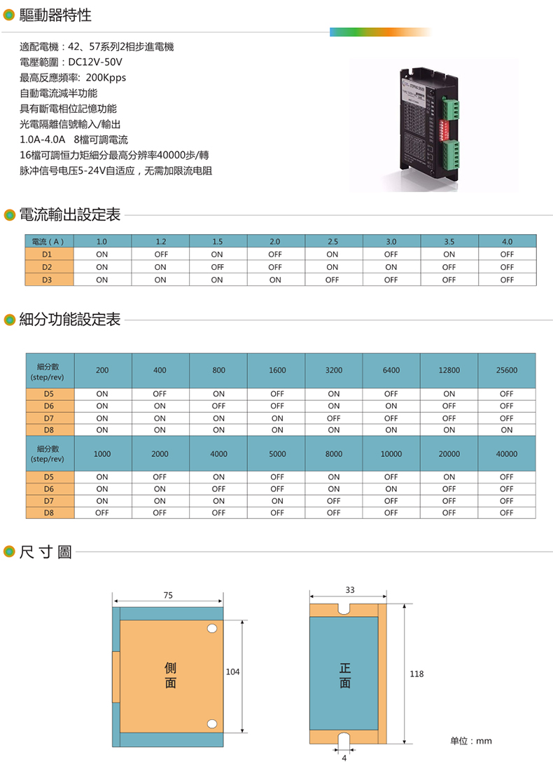 42、57步進(jìn)驅(qū)動(dòng)器2相